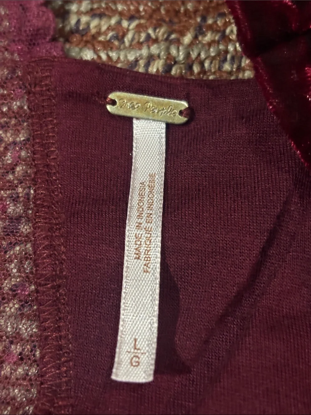 Free people dress maroon burgundy velvet faux bustier lace back party dress LG
